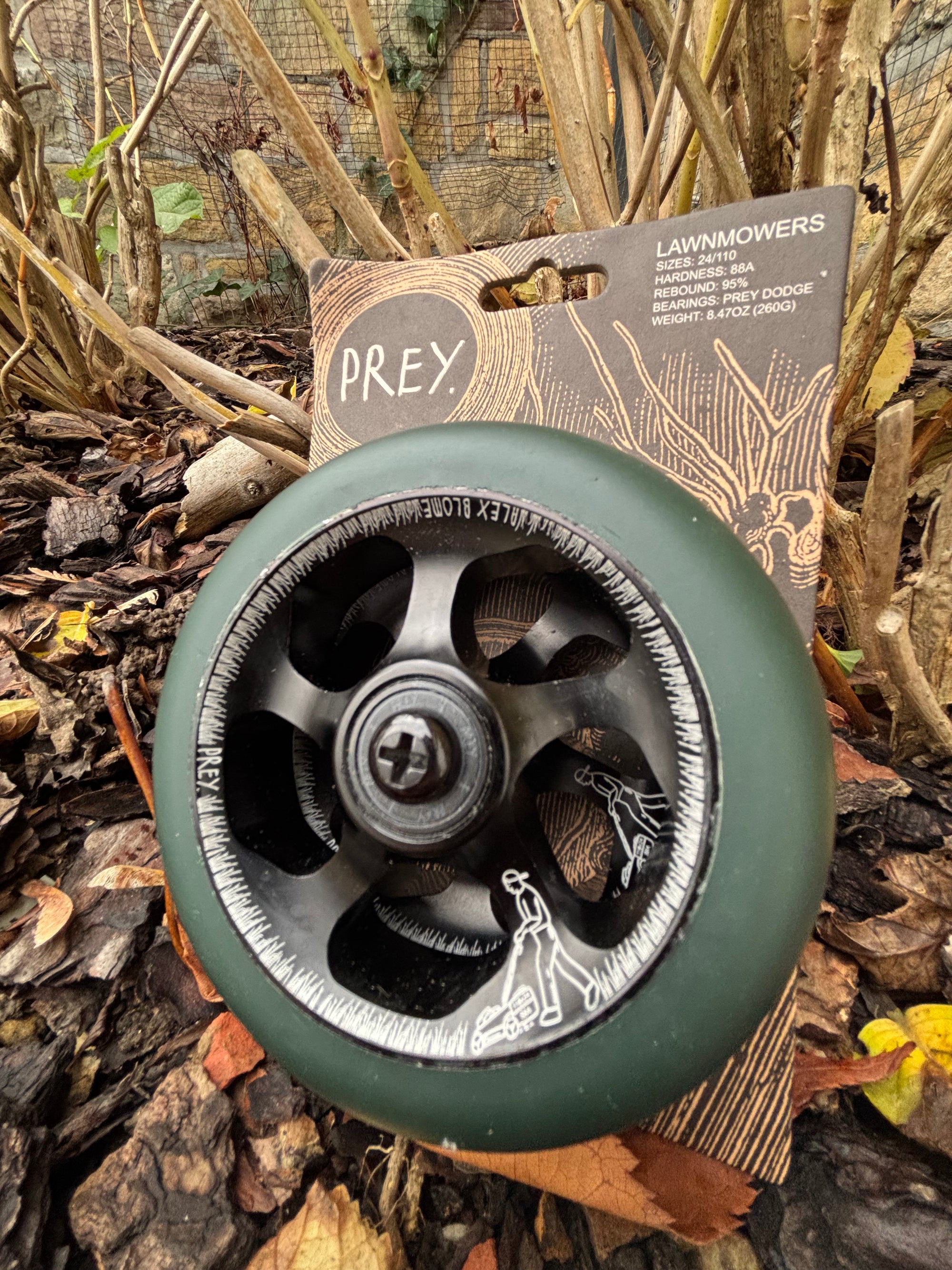 PREY lawnmowers wheels green