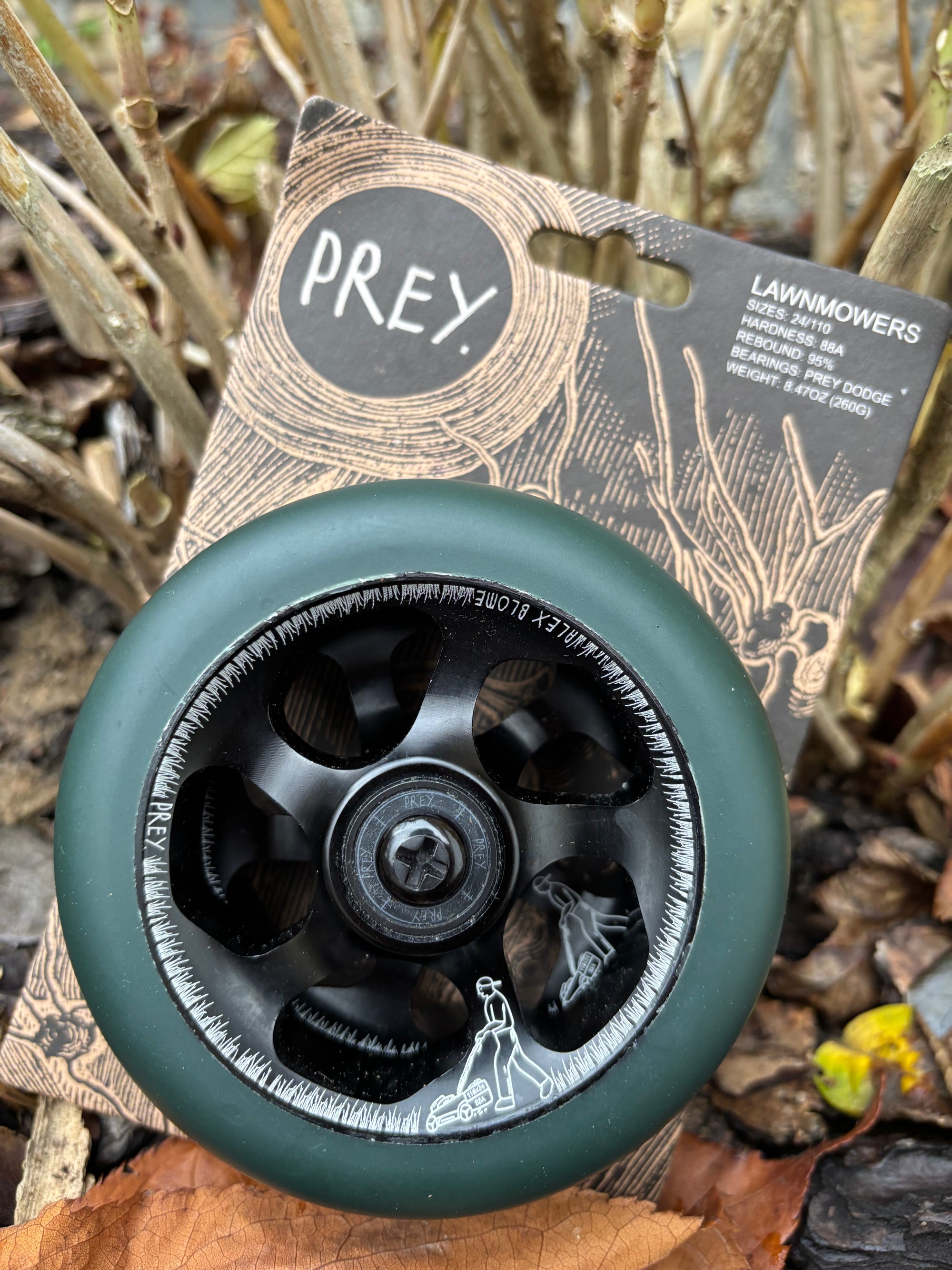 PREY lawnmowers wheels green